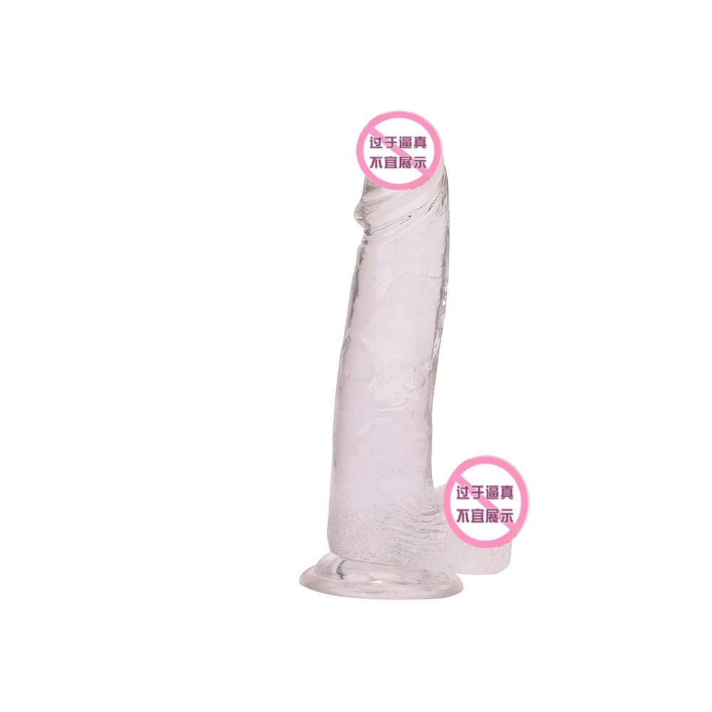 Réaliste 20cm gode couleur Transparente pénis sex toys pour femme Avec Sucer Tasse