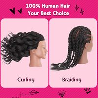 Tête de mannequin 100% cheveux humains vierges brésiliens 16 pouces, tête de poupée pour la formation en cosmétologie, pour la pratique de la coupe et du tressage de cheveux