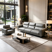 Canapé-lit carré ergonomique moderne 3 places réglable, rembourré en éponge, revêtement en cuir véritable, mobilier de salon G86