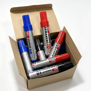 Marqueur permanent super jumbo JK-6018, largeur d'écriture 10 mm, couleurs rouge, bleu, noir, pointe biseautée. - Product Image 1