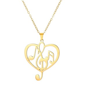 European And American Style <b>Titanium</b> Steel Necklace For Women Music Note Pendant O <b>Chain</b> Clavicle <b>Chain</b> Simple Design - Product Image 5
