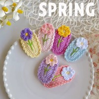 Barrette latérale pour cheveux en crochet fait main, motif fleur d'œuf, mignonne, accessoires capillaires tricotés à la main, vente en gros, coiffure pour jeunes filles