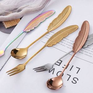 CREATIVE Luxury Stainless Steel Feather-Shaped Dessert <b>Spoon</b> Durable Tea/<b>Coffee</b> Stirring <b>Spoon</b> for Parties - Product Image 5