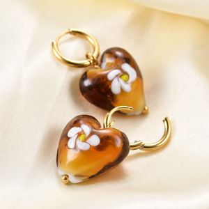 Pendientes colgantes con forma de corazón de 21mm, acero inoxidable, chapado en oro, colgante de turquesa, joyería para mujer, accesorios de moda - Product Image 3