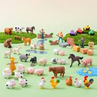 Miniatures 3D en résine d'animaux de la ferme : Mouton, Lapin, Cochon, Canard, Coq, Poule, Cerf, Fauve, Panier, Chariot à légumes, Collection Ferme