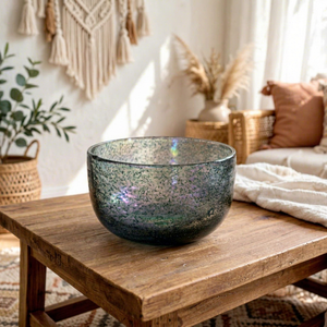 Pot à bougie en verre bulle fait main - Forme ronde - Résistant à la chaleur - Couleur unie - Pour la décoration de la maison - Product Image 1