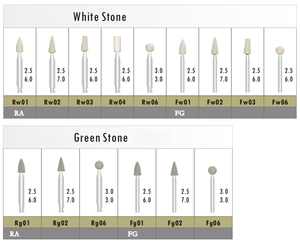 10 pièces/boîte, fraises dentaires en céramique pour le finissage des métaux précieux, FG RA, pierre blanche et verte - Product Image 2
