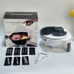 9 in 1 Manual Rotate Veggie Slicer Grater Multifunctional Vegetable Chopper Cutter with Drain Basket