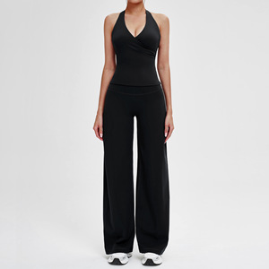 NCLAGEN Vêtements de sport respirants à séchage rapide pour femmes Ensembles de vêtements de sport à col halterneck ajustés Ensembles d'<span class=keywords><strong>exercice</strong></span> Logo personnalisé Ensembles de vêtements de yoga actifs - Product Image 2
