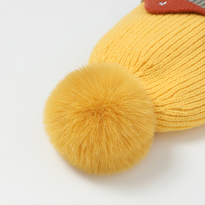 Lindo 3D bordado al aire libre niños cálidos sombreros de punto conjunto suave gorro de invierno bufanda con protección para los oídos - Product Image 3