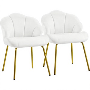 Chaise de salle à manger moderne en velours de style nordique avec pieds en métal doré, chaise d'appoint ergonomique luxueuse et rembourrée pour hôtel, salle à manger, salon - Product Image 3