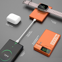 Chargeur sans fil magnétique 3 en 1 portable 5000mAh/10000mAh en alliage d'aluminium, support de téléphone, batterie externe avec affichage LED de charge rapide