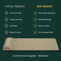 Matelas Gonflable Automatique Extérieur Convertible Moderne Résistant à l'Eau avec Housse en Tissu Oxford et PVC pour Camping