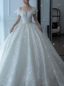 New <b>Bride</b> Princess Tail Tail High -level Texture Luxury Heavy Work Lace Women Wedding Dresses - Product Image 3