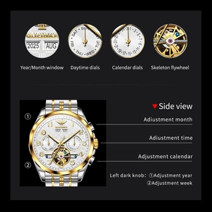 Montre homme OUPINKE 3263, luxe, saphir, automatique, mécanique, étanche, lumineuse, calendrier, semaine, cadeau de marque. - Product Image 4