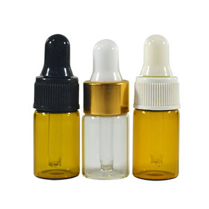 Viales de aceite esencial de lujo de tamaño de viaje 1mL 2ml 3ml 5ml 10ml tapón de rosca cuidado de la piel serigrafiado botella cuentagotas de vidrio ámbar transparente - Product Image 1