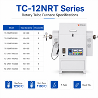 Four à tube rotatif certifié CE 1200C, four à tube en quartz inclinable et rotatif sous vide pour frittage de poudre TENCAN TC-12NRT Batterie