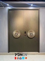 Porte d'entrée battante en aluminium moulé sur mesure YDNCN, double porte d'entrée moderne de luxe, texture sculptée, zincé, sécurité, pour villa principale