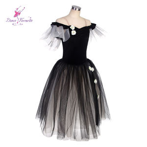 Черная длинная романтичная балетная танцевальная пышная пачка, трико, платья для девочек, Костюм Балерины 18439 - Product Image 3