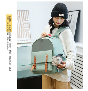 Solid Color Mesh Pet <b>Backpack</b> Carrier Breathable Belt Closure for <b>Cats</b> - Product Image 4