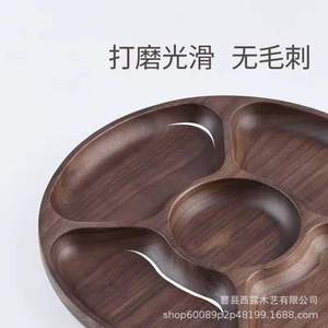 Solid Wood Dried Fruit Plate Round <b>Storage</b> <b>Tray</b> For Snacks Living Room Coffee Table Creative Nut Serving Dish - Product Image 4