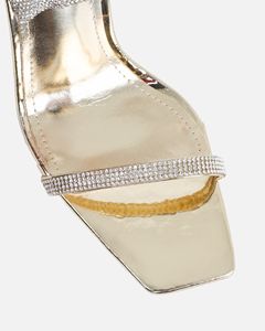 Sandales à talons en spirale avec <span class=keywords><strong>miroir</strong></span> et strass sexy, sandales à bride cheville pour femmes, talons aiguilles dorés <span class=keywords><strong>argent</strong></span>és métalliques avec strass, chaussures à brides - Product Image 5
