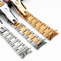 Bracelet de montre Solid 3-Link Oyster Diver 20 mm en acier inoxydable bicolore avec maillon d'extrémité de 17 mm pour Rolex Daytona