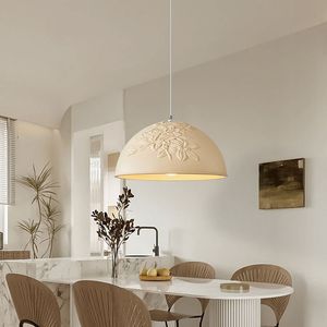 French Minimalist <b>Light</b> Luxury <b>Dining</b> Table Island Chandelier Creative Cream-Themed Designer Artistic Carved Lighting Fixture - Product Image 3