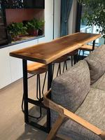 Table de bar en bois massif, table longue pour salon, café ou bar, ensemble table haute et chaises