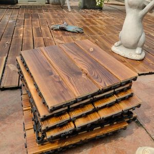 Baldosas de Madera Carbonizada Anticorrosiva para Jardín, Pino Escocés, Baldosas de Madera Carbonizada para Terraza, Enclavables, DIY - Product Image 2