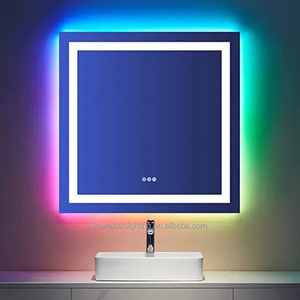 Gương Phòng Tắm Có Đèn <span class=keywords><strong>Led</strong></span> <span class=keywords><strong>RGB</strong></span> Lãng Mạn Mới Lạ Gương Chiếu Sáng Thông Minh <span class=keywords><strong>LED</strong></span> 36 Inch Vuông Không Khung Chạy 3CCT Thay Đổi <span class=keywords><strong>RGB</strong></span> - Product Image 1
