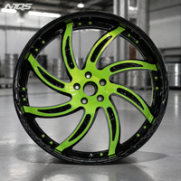 Roues NJQS neuves de 24 pouces, jantes concaves noires et blanches, design personnalisé en forme d'étoile à cinq branches, peinture couleur, alliage forgé