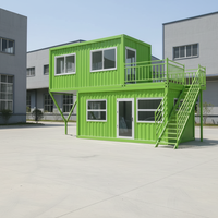 Maison conteneur préfabriquée verte à deux étages, prix usine OEM, pour bureau moderne