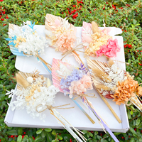 Yunnan China - Kuchendekorationen 100% Natürliche Getrocknete Blumen Kuchenaufsatz Palmblatt-Bouquet Happy Birthday Kuchendekoration