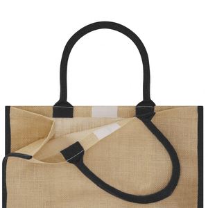 Bolsa de Playa de Yute Lavable de Diseño Moderno, con Asa de Cordón, Cierre de Velcro, para Viajes y Uso Diario - Product Image 4