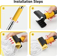 Serpillère professionnelle robuste, écologique, légère, auto-essoreuse, pour le nettoyage des sols humides, industrielle et commerciale, avec manche en aluminium