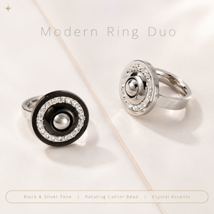 Bague Tournante Circulaire Tendance Européenne pour Femme, Disque Rotatif avec Décoration Centrale Pavée de Cristaux - Product Image 5