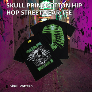 Camisetas de Hombre de Marca de Lujo, 100% Algodón, 240g, Tejido de Punto con Estampado de Calaveras, Estilo Hip Hop, Lavado Ácido, Transpirables - Product Image 2