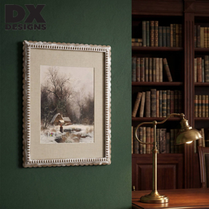 DX DESIGNS 8x10 11x14 <strong>Shabby</strong> <strong>Chic</strong> <strong>Picture</strong> <strong>Frame</strong> Rustic Distressed Wood Photo <strong>Frame</strong> with Linen Mat Beaded Border for Wall Decor - Product Image 6