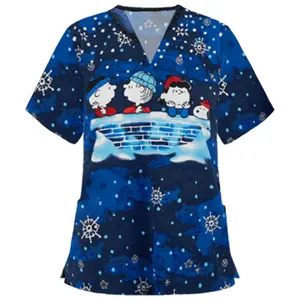 Hot Sale New Design Wholesale Factory Supply Vacation Hospital Operating Room Dental Uniform Medical Christmas Scrubs