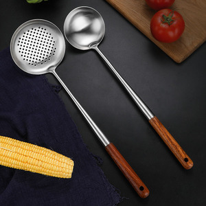 <strong>New</strong> Durable 304 Stainless Steel <strong>Kitchen</strong> Utensil <strong>Set</strong> with Wok Spatula and Wooden Handle - Product Image 6