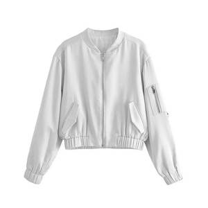 Chaqueta bomber de satén personalizada para mujer, ligera, con cremallera, brillante, con logotipo personalizado, también disponible para hombre. - Product Image 1