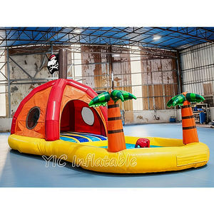 Toboggan aquatique gonflable sur le thème des pirates <span class=keywords><strong>avec</strong></span> <span class=keywords><strong>piscine</strong></span>, palmiers tropicaux, parc aquatique gonflable de qualité commerciale en PVC pour les fêtes d'enfants - Product Image 4