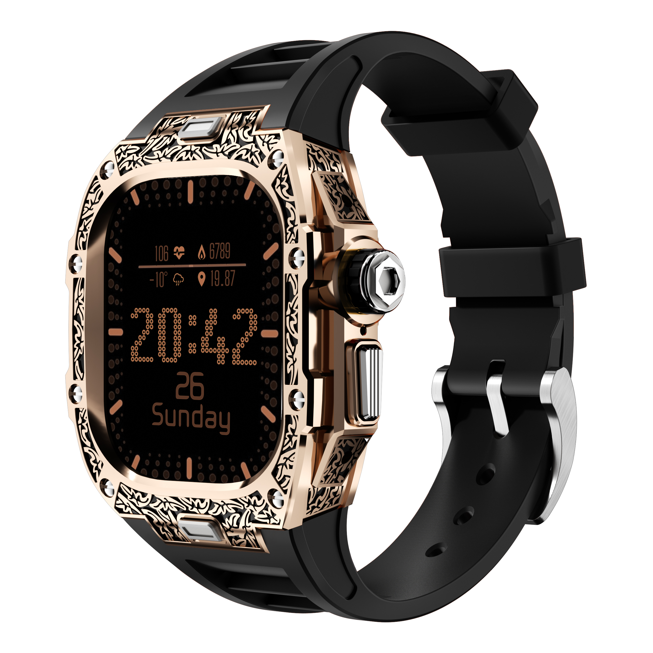 Rose Watch case+black strap