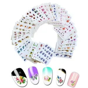 55 Vellen Zomer Kleurrijke Slider Ontwerpen Nail Art Sticker Watermerk Diy Vlinder Kleurrijke Tips Nail Stickers Manicure Gereedschap