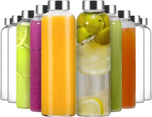 Tái Sử Dụng 300Ml <span class=keywords><strong>500Ml</strong></span> 750Ml Rõ Ràng Giữ Mát Thủy Tinh Chai Nước Tùy Chỉnh Thủy Tinh Borosilicate Chai Nước Có Nắp Đậy - Product Image 1