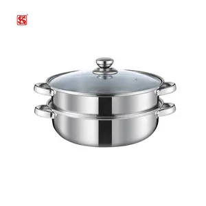 批发商便宜的410不锈钢蒸汽锅28厘米蒸锅蒸煮锅