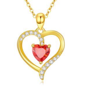 Collar con colgante de corazón de oro de 14 quilates personalizado de fábrica para mujer, collar con colgante de corazón de oro de 14 quilates con piedra de nacimiento, regalos para cumpleaños y Día de la Madre - Product Image 1