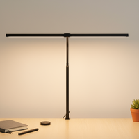 Lampe de bureau LED minimaliste à double tête col de cygne, tactile électrique, intensité réglable, lumière blanc chaud, protection oculaire, pour salle de lecture