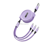 Micro-USB-Ladekabel Typ C für Mobiltelefone 3 in 1 Buntes einziehbares USB-Schnell ladekabel